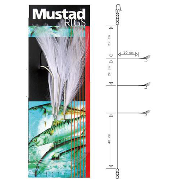 Mustad T13 White Cod Feather Trace hook size 6/0